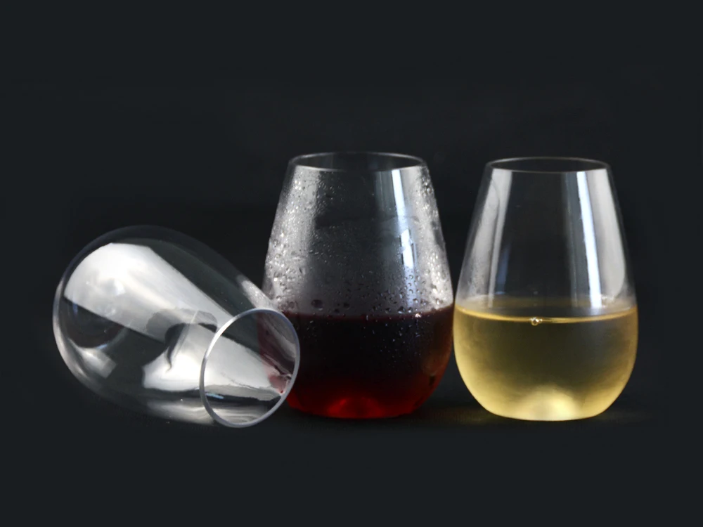 
New product Unbreakable16oz Plastic Wine Glass Egg Shape Stemless Glass 