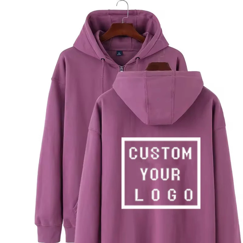 wholesale custom logo puff print Heavy Weight Zip up Hoodie Popular Autumn Adult Clothing Thick 460 gsm Zip up Hoodie