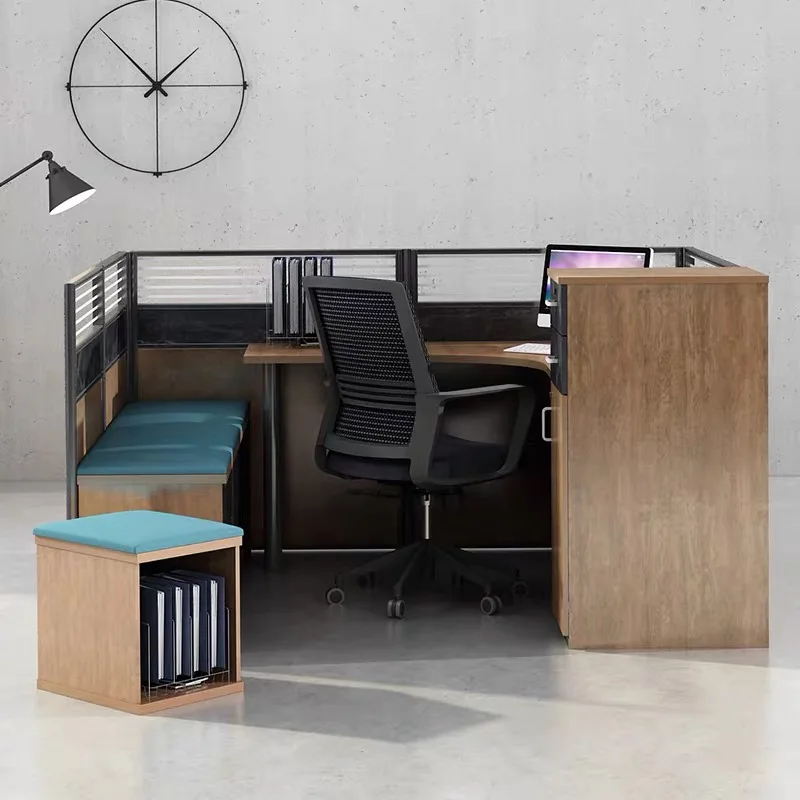 Cubicle desk for office workstation with rest bed 1/2/3/4/6 person wooden office staff workstation desk