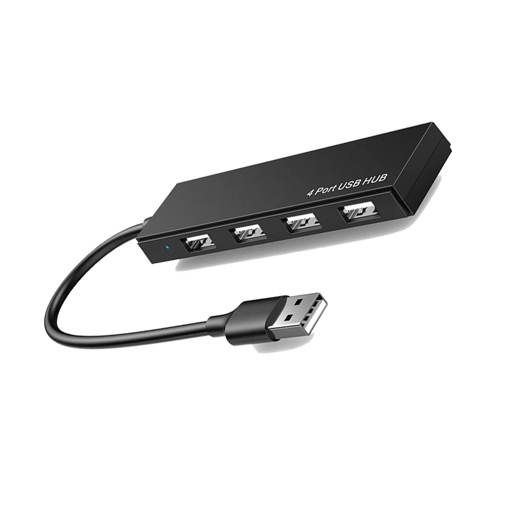 Light Portable Black ABS Case Mini USB Hub 2.0 USB Port Docking Station 480Mbps Transfer Rate for Macbook Laptop