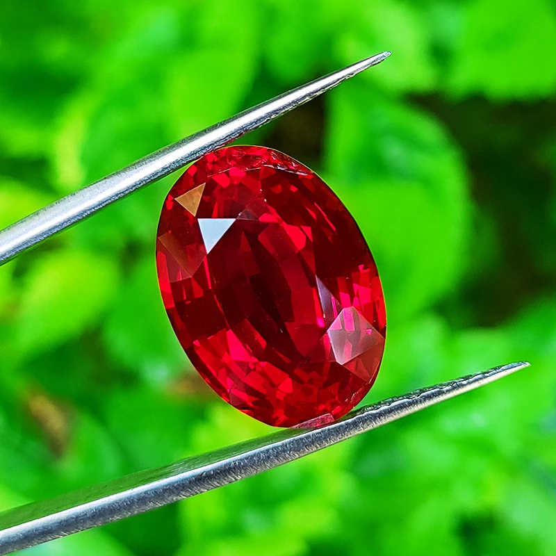 Artificial pigeon blood red ruby Thailand cut oval shape clear corundum gem stone for  fine jewelry lab created clear one