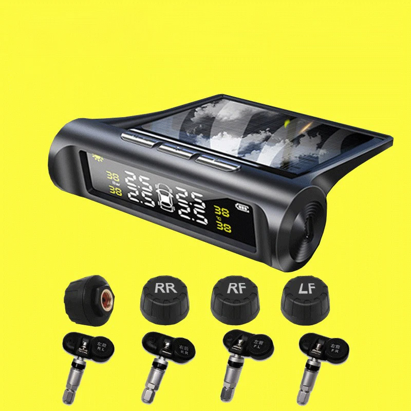 Высококачественная HD цифровая ЖК-автомобильная система TPMS с солнечным зарядом беспроводные внешние датчики контроля давления в шинах