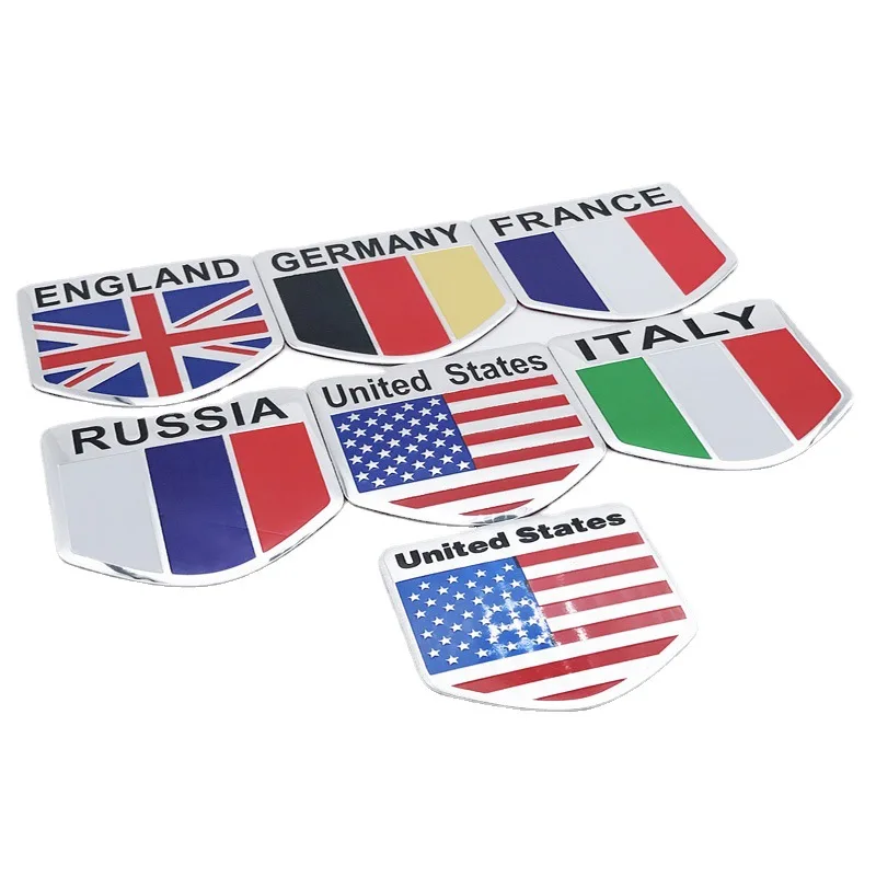 Many Nation flag metal car stickers on stock cheap price aluminum emblem Nation Flag Metal Car Stickers Aluminum Emblem