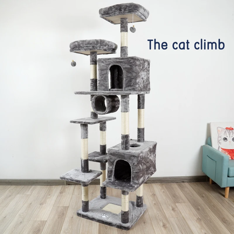 Custom luxury pet products scratching modern floor to ceiling wood cheap large high quality cat tree
