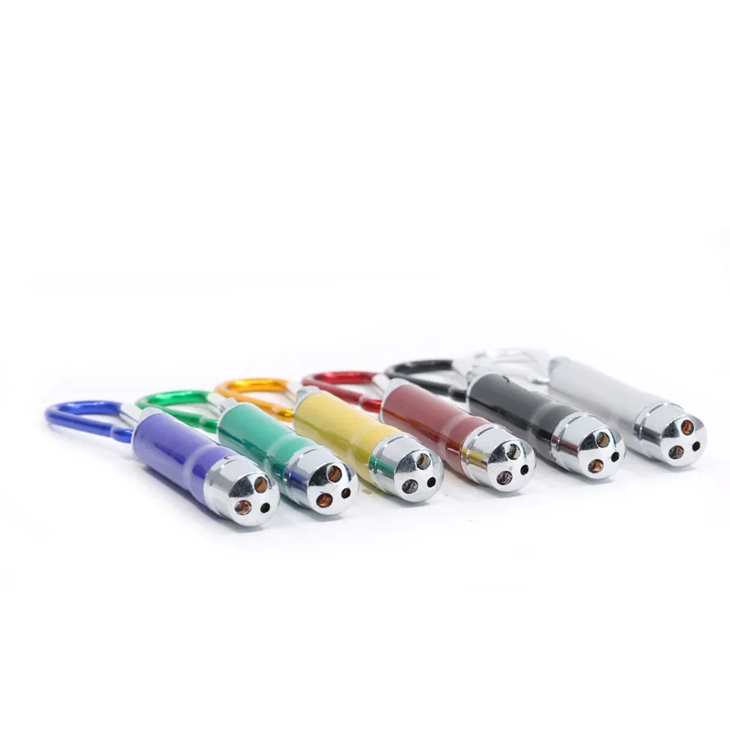 LED  Portable Mini Flashlight 3 in 1 Multifunction LED Pocket Size UV Torch 6 Colors Optional Display Package With Key Chain