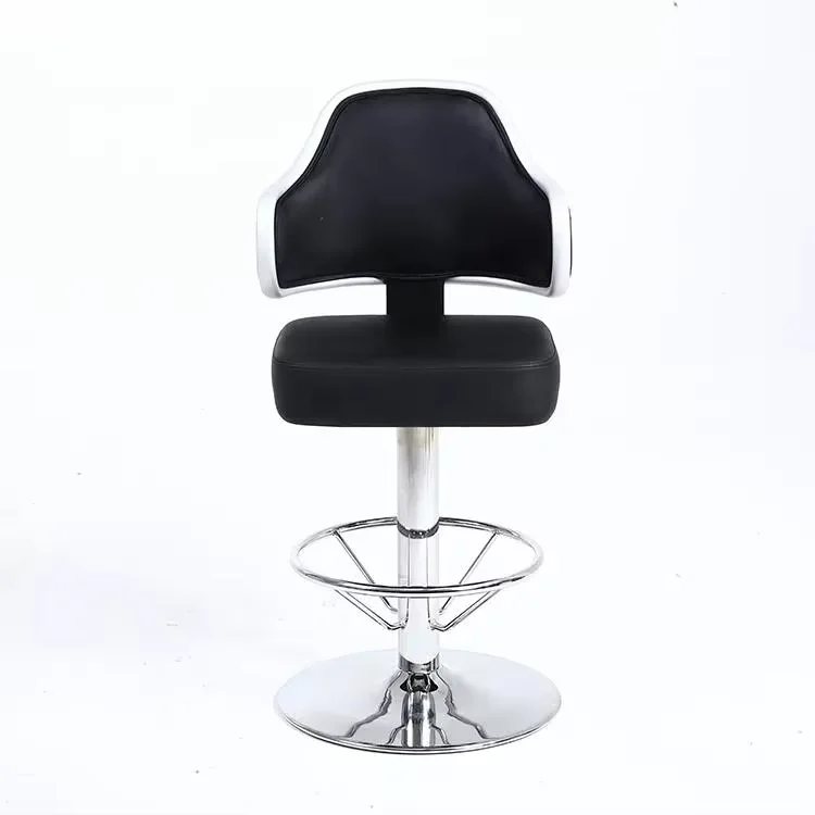 Hot Sale Custom Texture Leather Height Adjustable Style Casino Chairs With Chrome Base Footrest