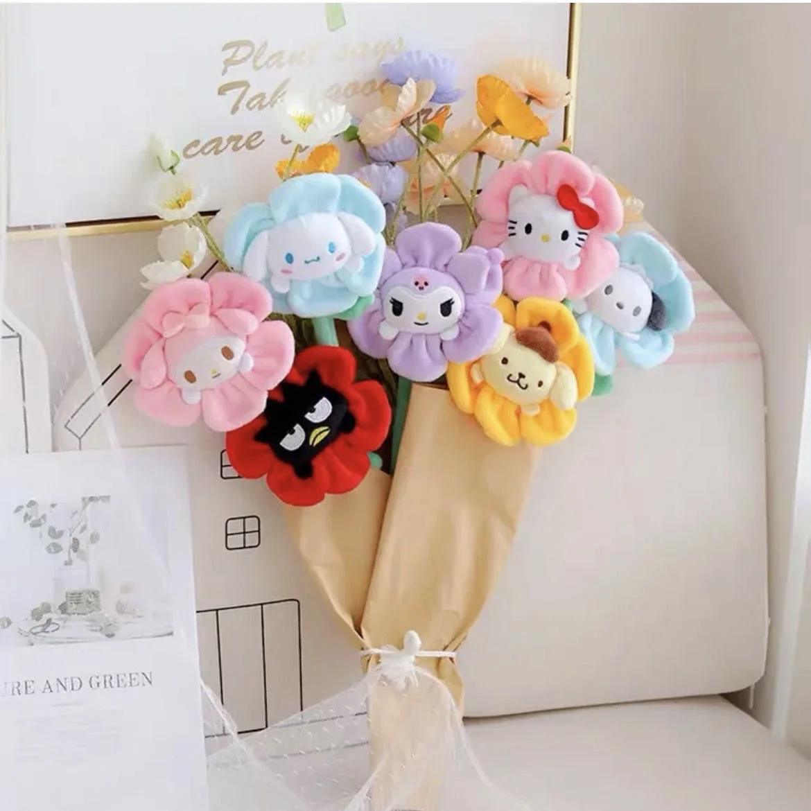 New Arrival Colorful Stuffed Flowers Plush Toy Durable Bouquet plush stuffed flowers