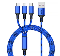 2.8A 3 in 1 multi charging Fast Charger Cable Phone Usb Cable For type c micro charging nylon braided fast Cable