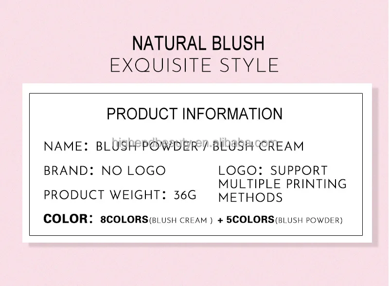Wholesale 6 Colors Blusher Palette Cream or Powder Single blusher private label cream blush