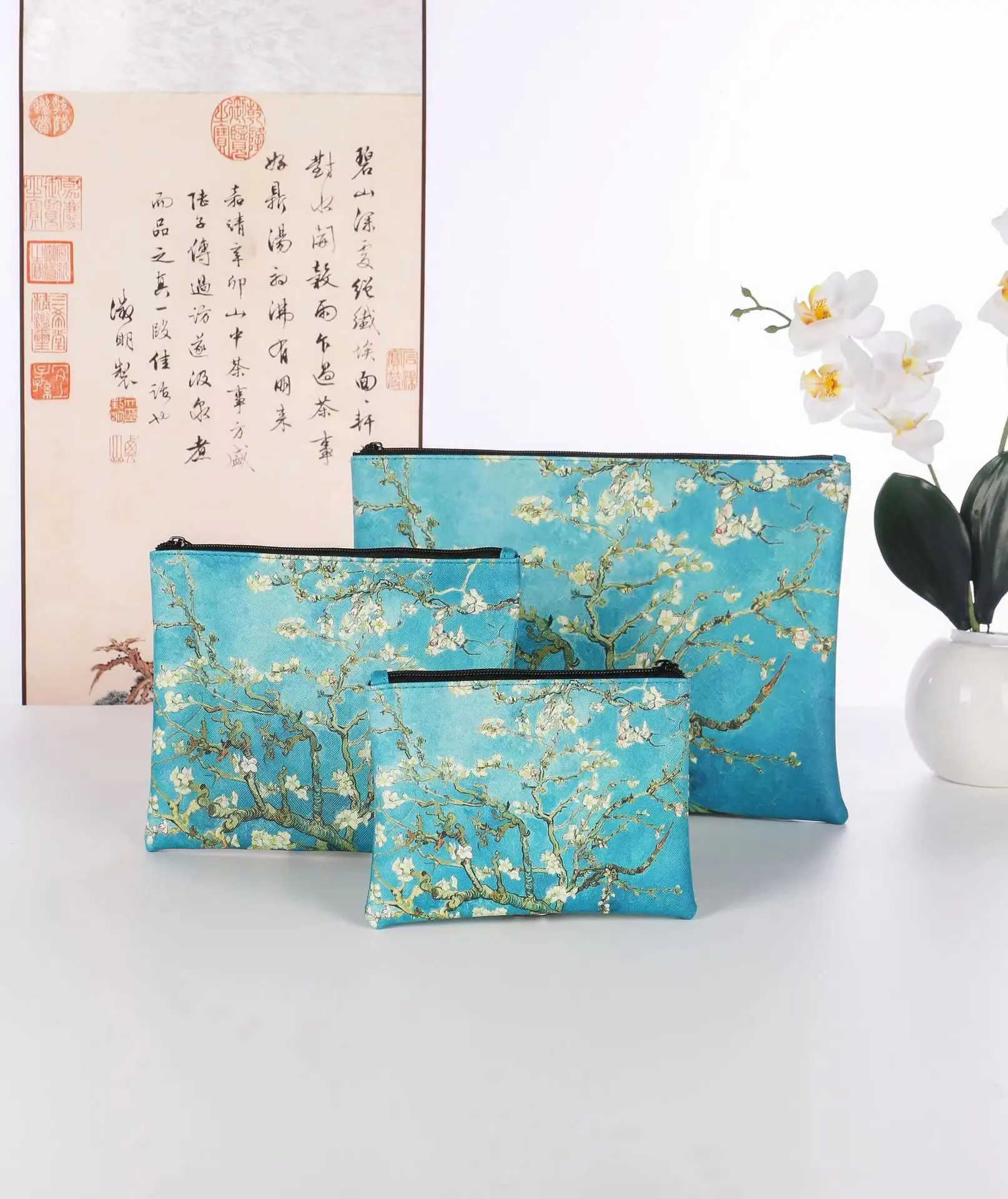 New Van Gogh Apricot Blossom Oil Painting Storage Bag Card Bag Digital Print Customizable Pattern