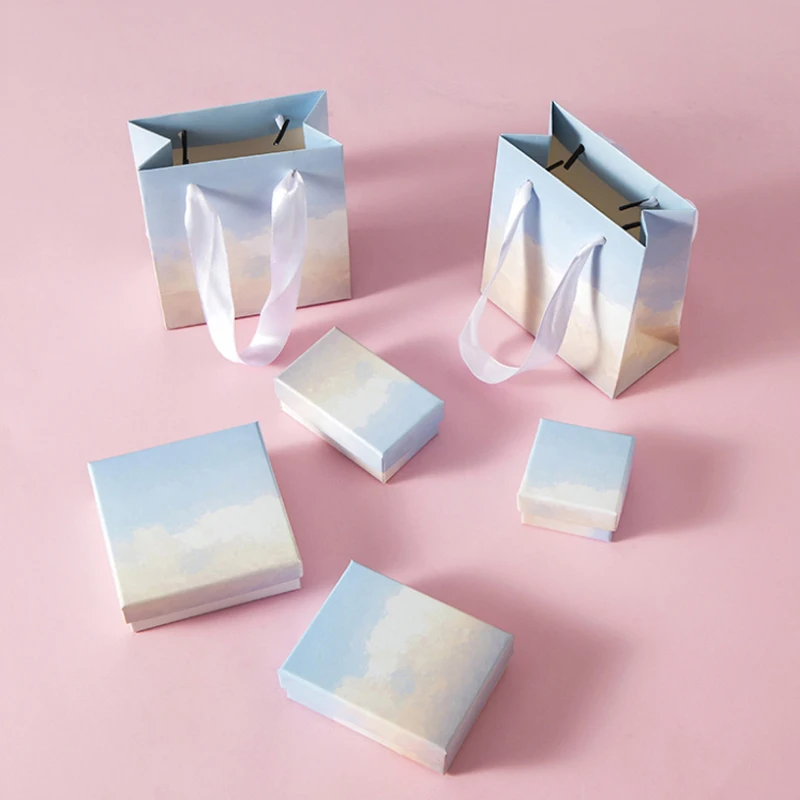 Wholesale jewelry box Custom ring necklace gift box Print logo Luxury EVA sponge lining biodegradable Gift jewelry packaging