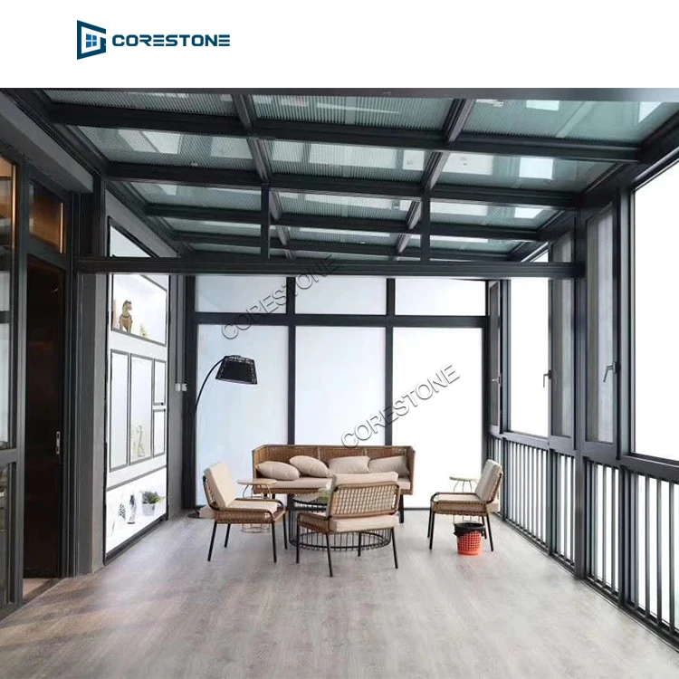 Prefabricated Swimming Pool Enclosure Tempered Glass Sunrooms Aluminum Frame Polycarbonate Retractable Sunroom Roof