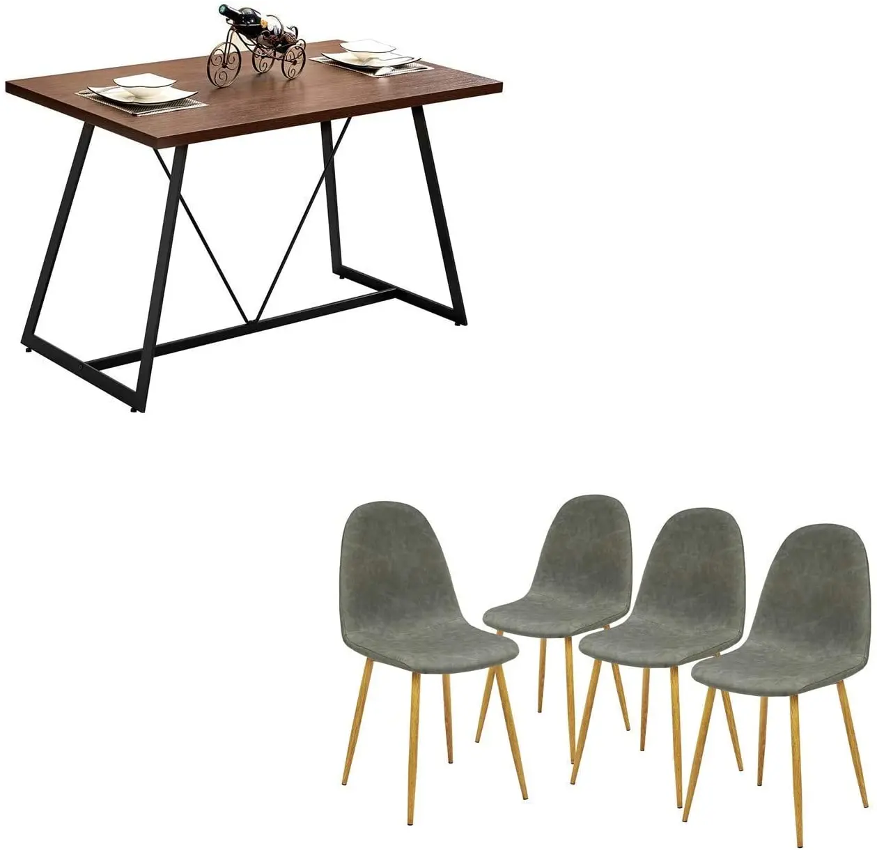 
Combohome High-end fancy modern round modern dining table set with 6 chairs 