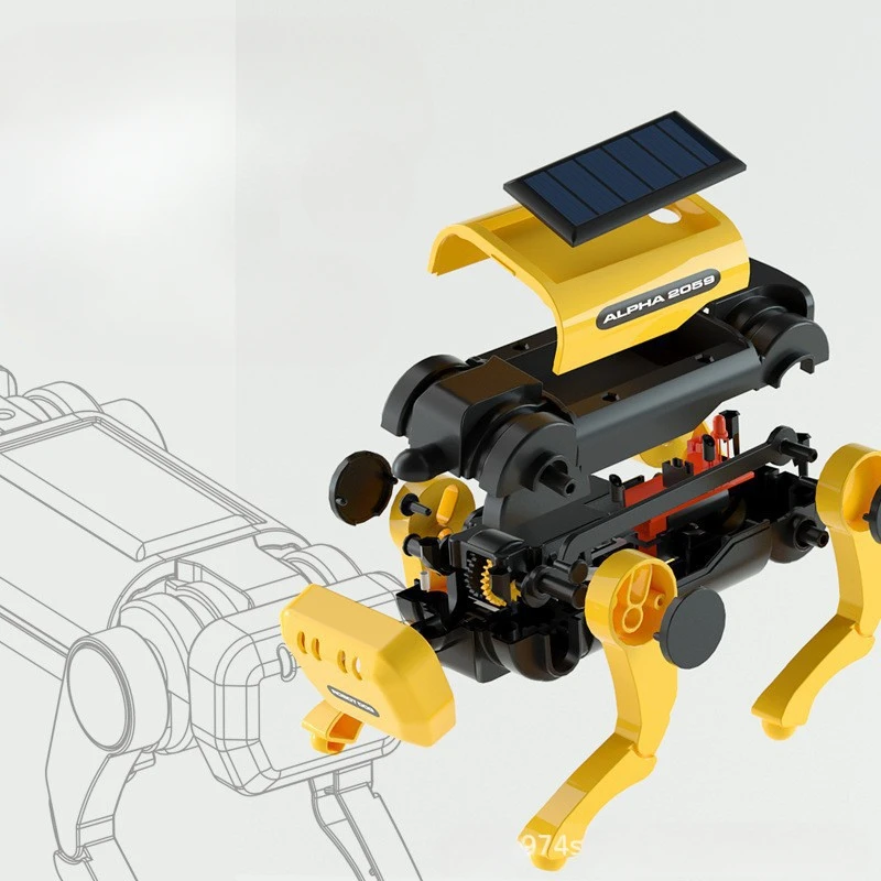 Can Walk In The Sun Steam Solar Electric Robot Dog Children Assembled Toys Boy Educational Robot