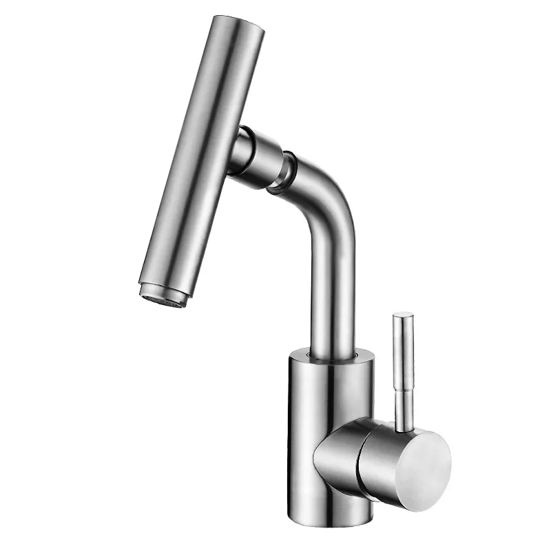Model hotel hot and cold water stainless steel 304 brushed nickel  1 hole mounted bathroom sink faucet