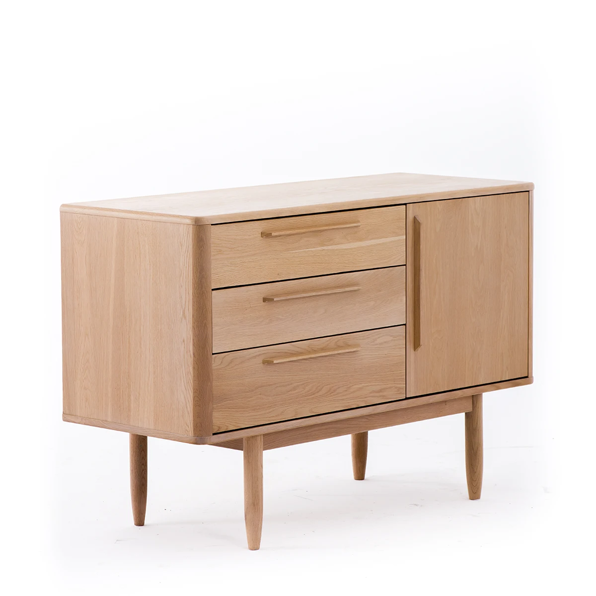 Furniture Cabinet Living Room North American Classic Simple Light Walnut 1 Door 3 Drawer Low Cabinet