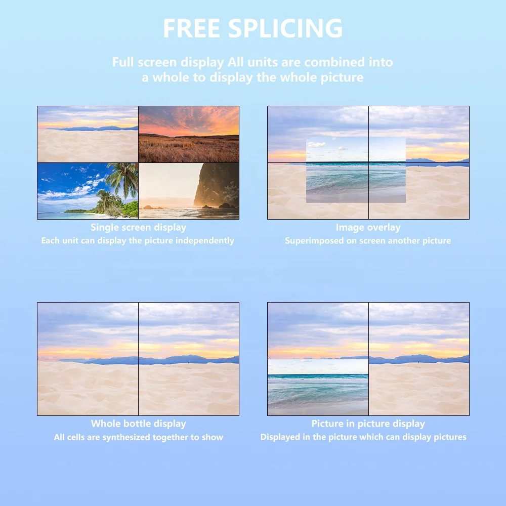 Full HD 4K 4x4 Frameless Splicing Multi Screen 55 inch LCD Panel Video Wall