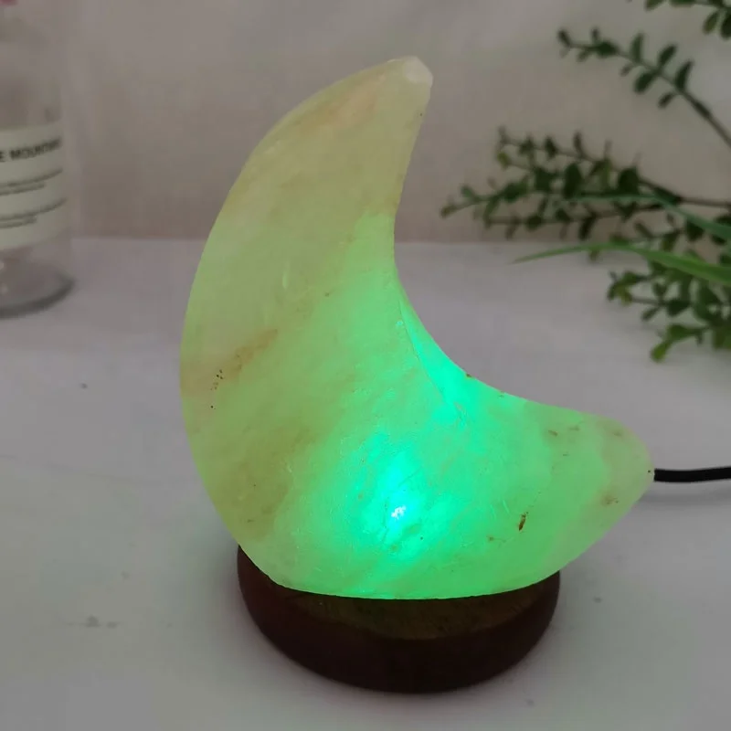 Гималайская соляная лампа с USB кристаллами розовые натуральные соляные камни в форме Луны из Пакистана для продажи и украшения дешево