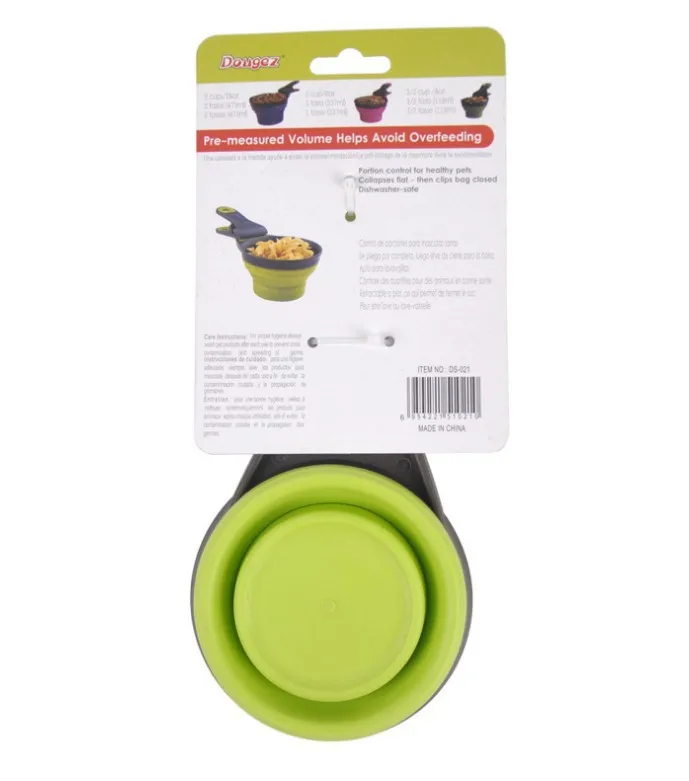 Multi-function sealing clip dog cat folded food scoop spoon pet bowls feeders
