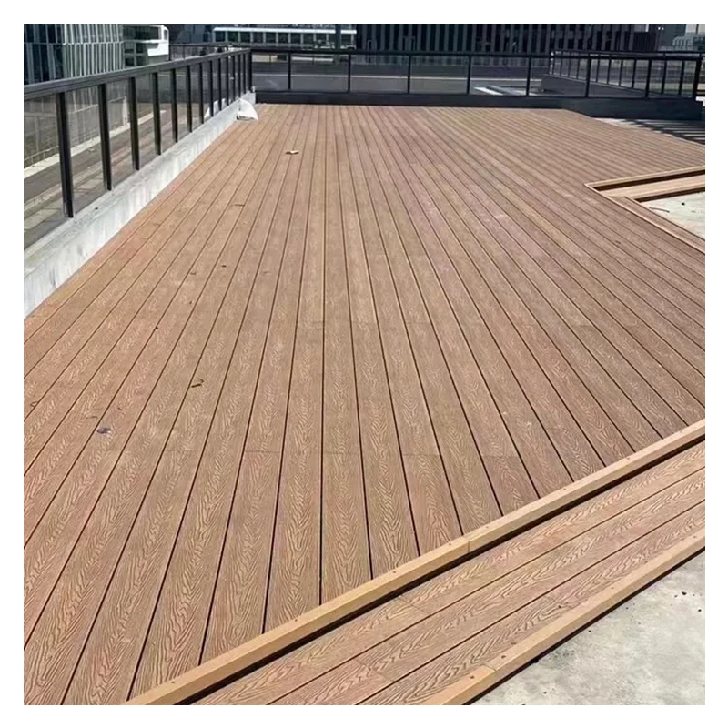 Customizable Round Hole Outdoor WPC Decking Surface Simulation Wood Texture Decking Composite 3D Embossed Wood Plastic Decking