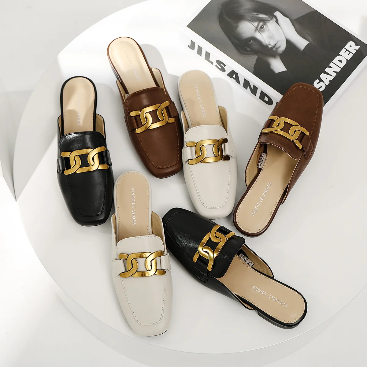 Women Flats Comfortable Pointed Toe Slip on Women Mules Flats
