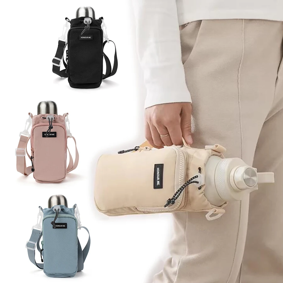 Custom 30 40 OZ Cup Tumbler Holder Bag ID Pocket For Card Phone Crossbody Shoulder Water Bottle Carrier with Adjustable Strap