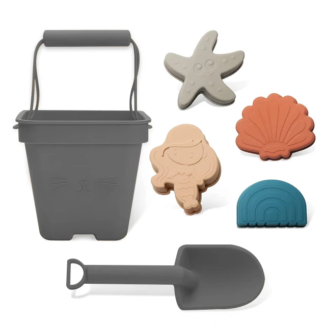 Hot Selling Beach Sand Toys Set Silicone Beach Bucket Set Customized logo Kids Toy