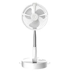 2023 New Multifunction Home Outdoor Folding Fan Portable Rechargeable Stand Mist Electric Air Cooling Fan with Night Light