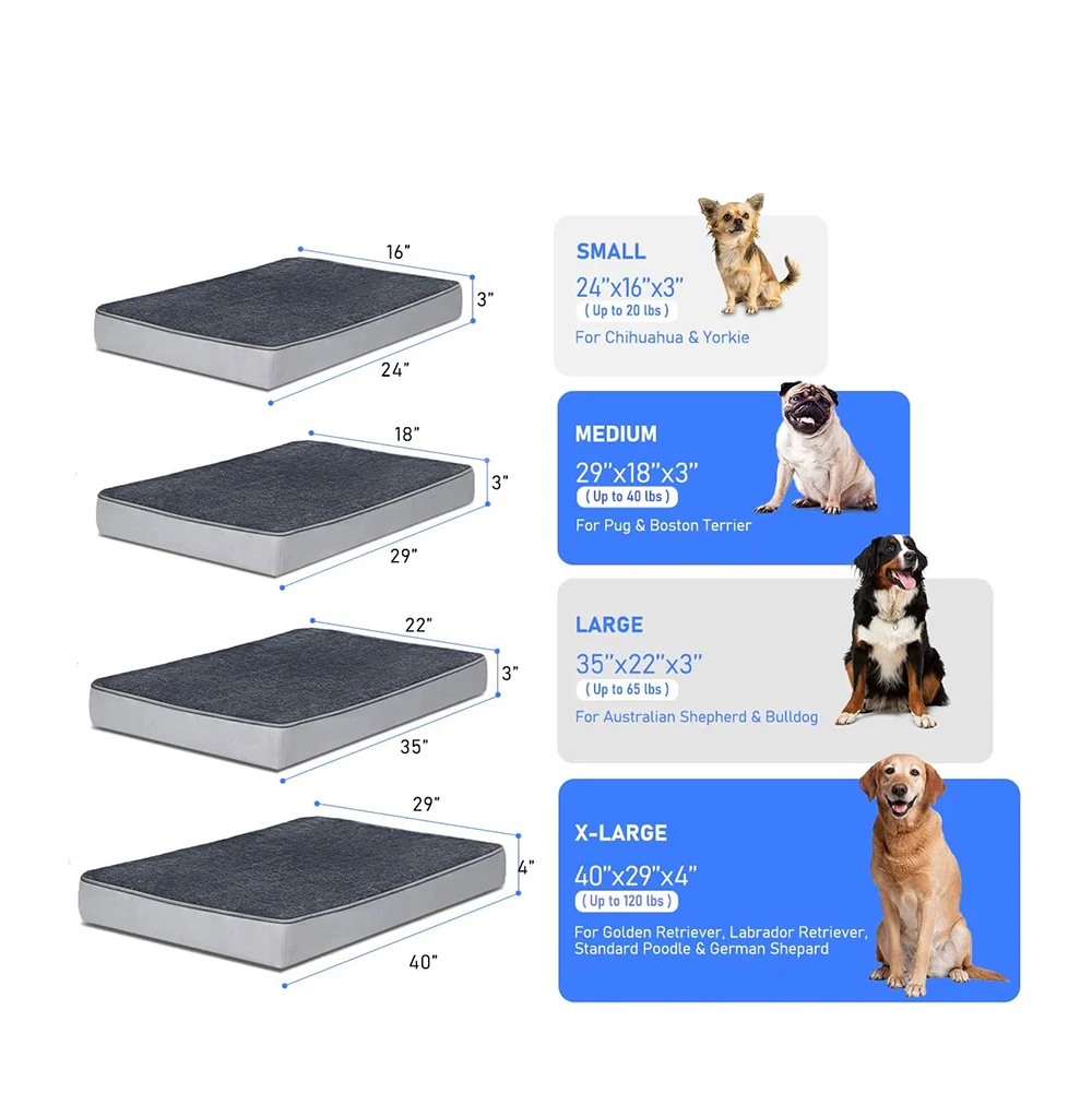 Modern Style Pet Memory Foam Dog Bed Mattress Rectangular Cat Dog Mats Cover Pet Bed