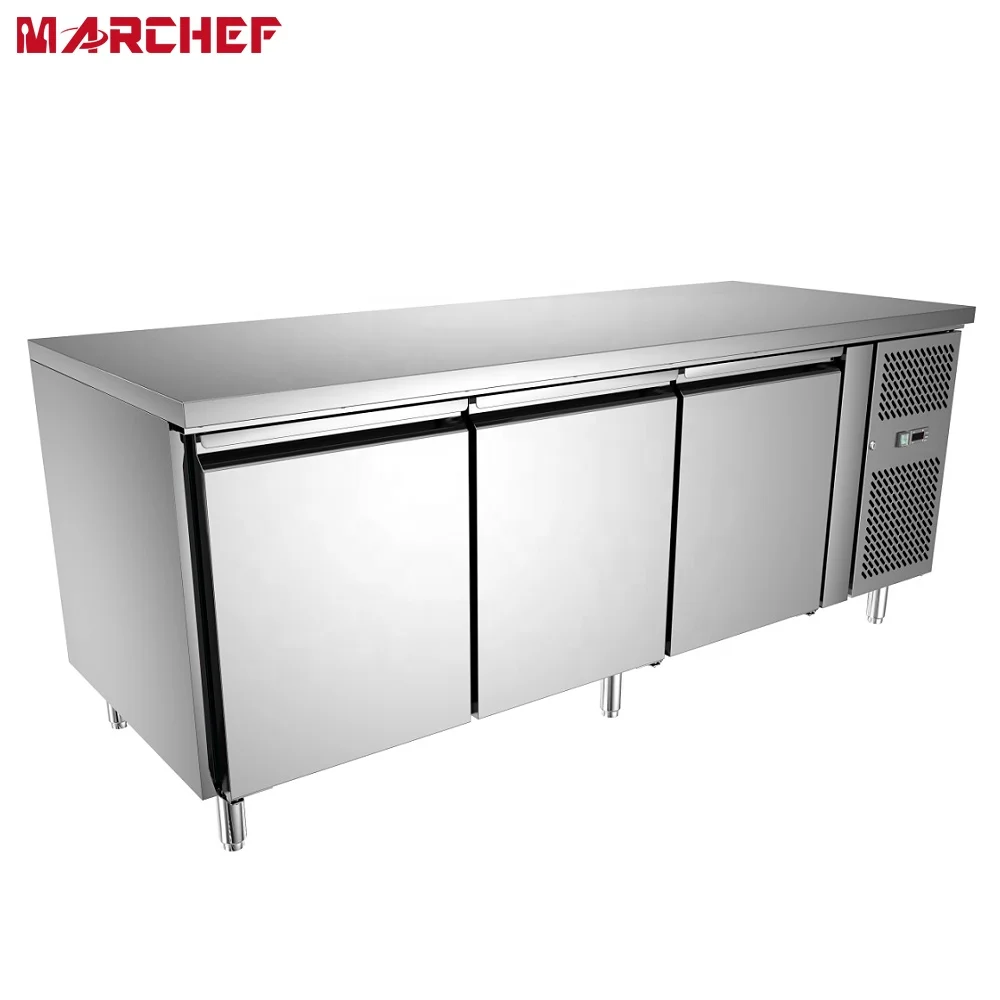 Professional stainless steel commercial salad Pizza Prep counter top freezer