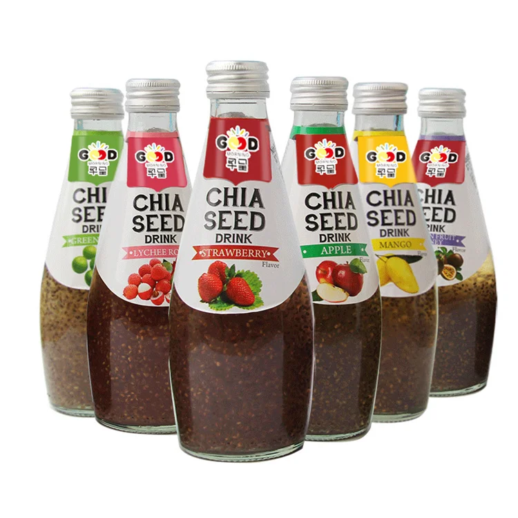 natural  chia seed juice drink healthy glass bottle chia seeds drink