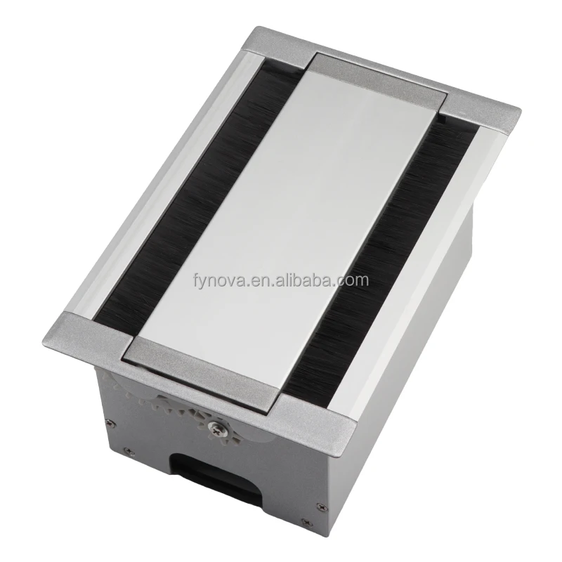 Modern Double Open Office Desk Power Grommet Box Wall Socket Hole Aluminum Alloy Wire Cable Furniture Home Kitchen Workshop Use