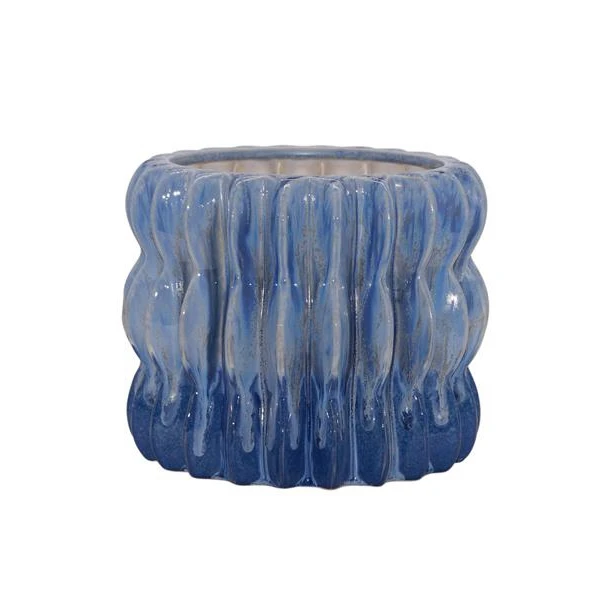 Large Painted Blue Glaze Ceramic Planter