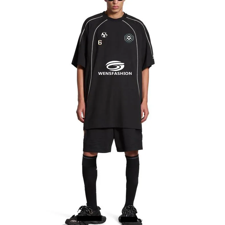 2 Pieces Sports Football Tracksuits Sets Custom Logo Soccer Embroidered Patches  T shirts And Shorts Sets Men