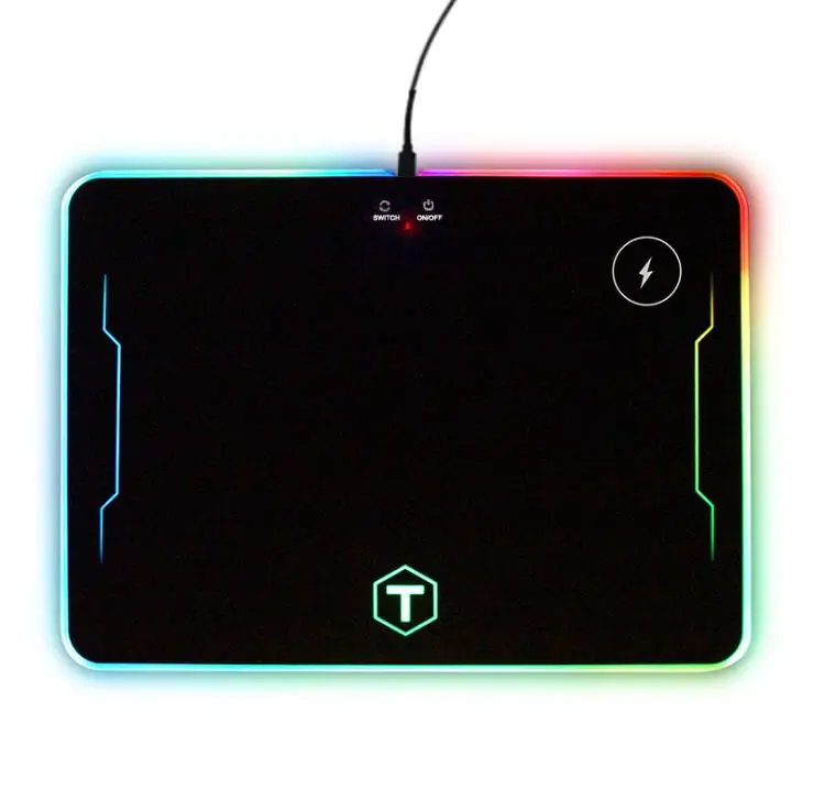 RGB Computer Mousepad LED USB Charging Mouse Pad Custom Logo For Desk Mat wireless mouse pad