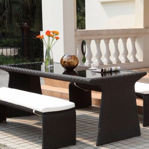 Новый дизайн пивной сад стол и скамейка ресторан скамейке сиденья плетеная уличная мебель