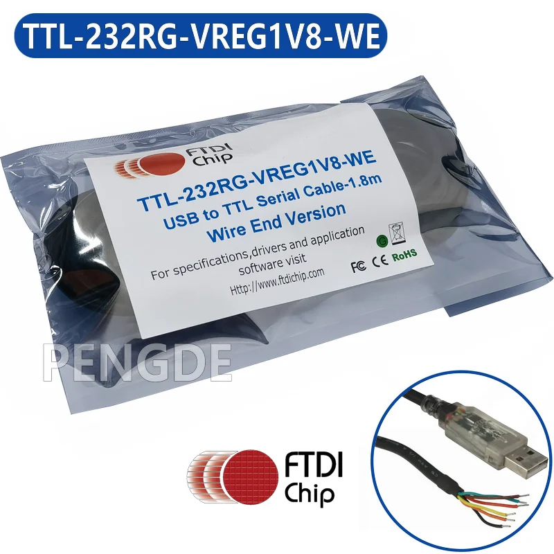 TTL-232RG-VREG1V8-WE FTDIchip Official Original Genuine USB to TTL cable w/ Embedded Electronics LEDs  1.8V/100mA Wire Ended