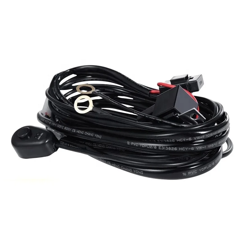 Car Wiring Harness Switch Relay Kit For 2 LED Work Light Bar Cable Auto Offroad Driving Lamp With Switch Fuse 40A 12V Auto Parts