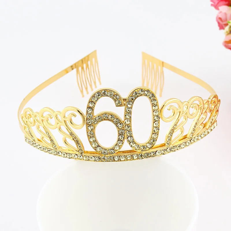 Crystal 30 40 50 years old  comb HAPPY Birthday Crown Tiaras