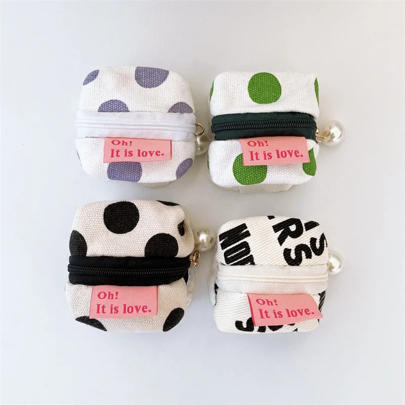 Cute little tent keychain stereo headset protective case Bluetooth headset bag Small change bag