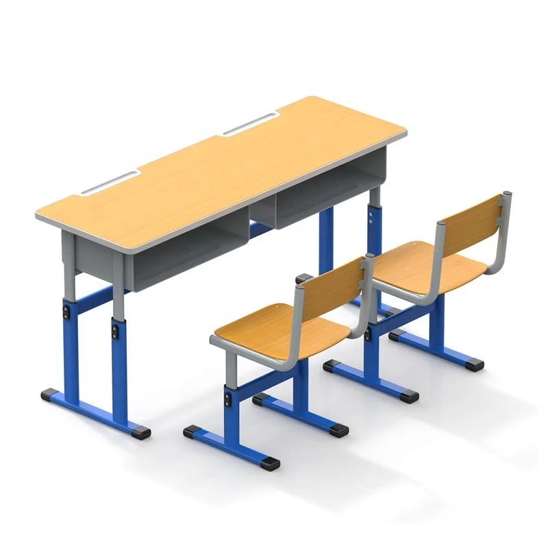 Детский стол и стул мебель для начальной школы регулируемые металлические деревянные двойные школьные столы