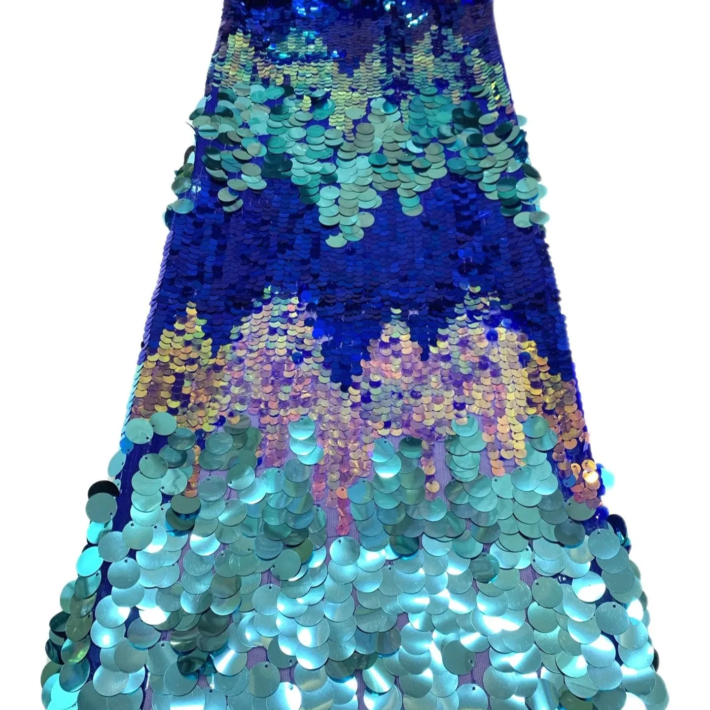 Shiny multi color sequin lace fabric combination of large and small sequins lace fabric