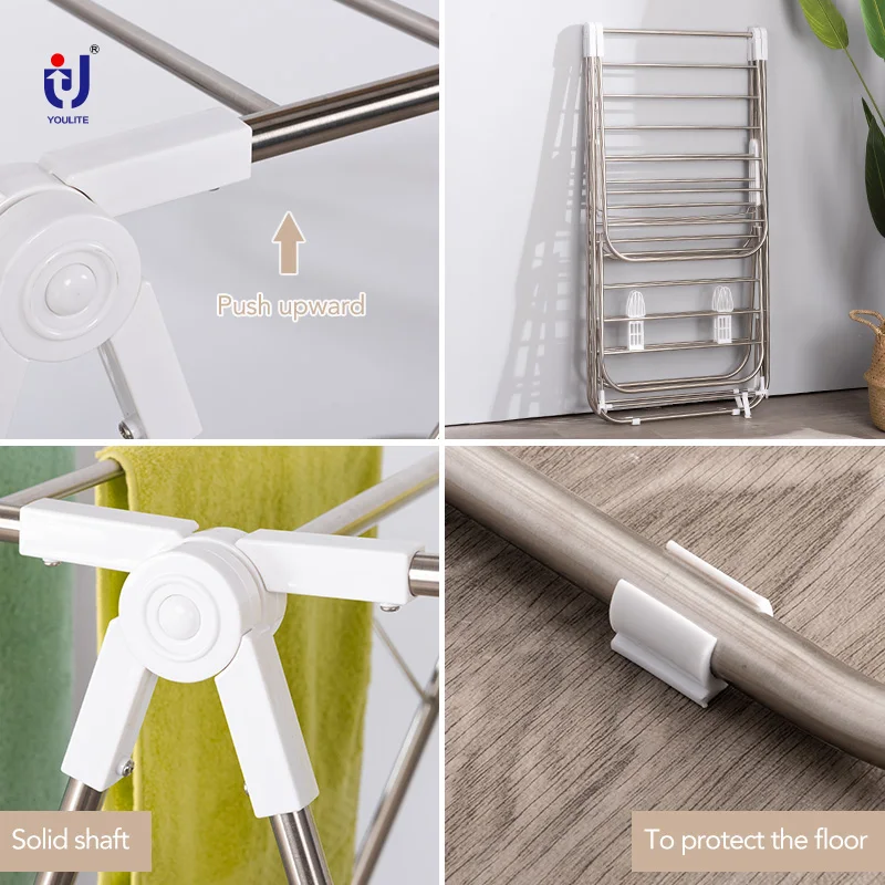 Indoor and outdoor standing type 3 Tier Airer foldable drying rack clothes