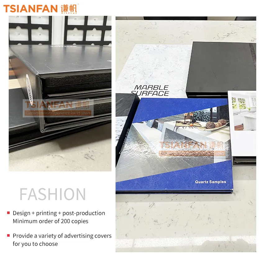 Tsianfan пользовательский бумажный пол гранитные плиты кварцевый шифер дисплей камень каталог искусственная плитка альбом