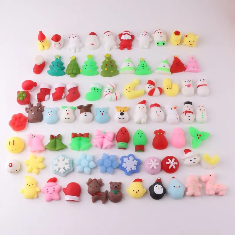 10PCS/Lot  Christmas Series Squishy Toy Santa Claus Anti stress Ball Squeeze Mochi Rising Toys Soft Sticky Stress Reliever Toy