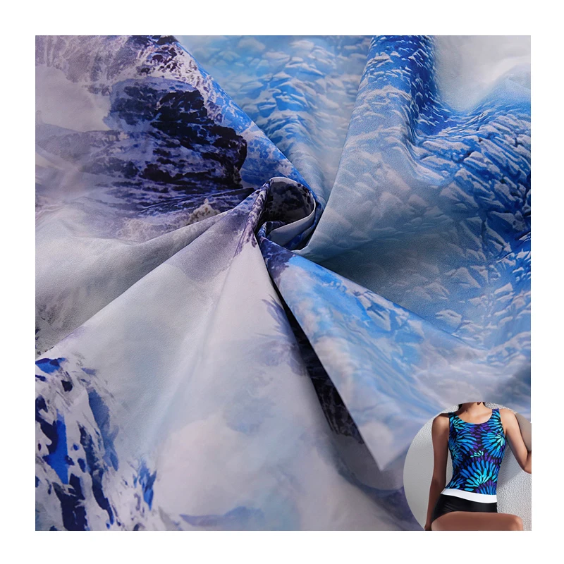 Nylon spandex breathable digital printed knitting beachwear fabric swimwear fabric