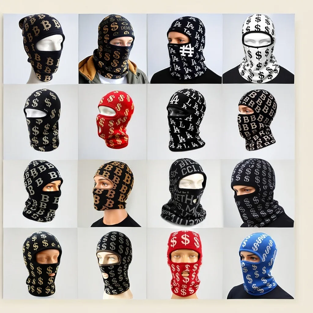 Мужская уличная теплая черная Балаклава с 1 отверстием