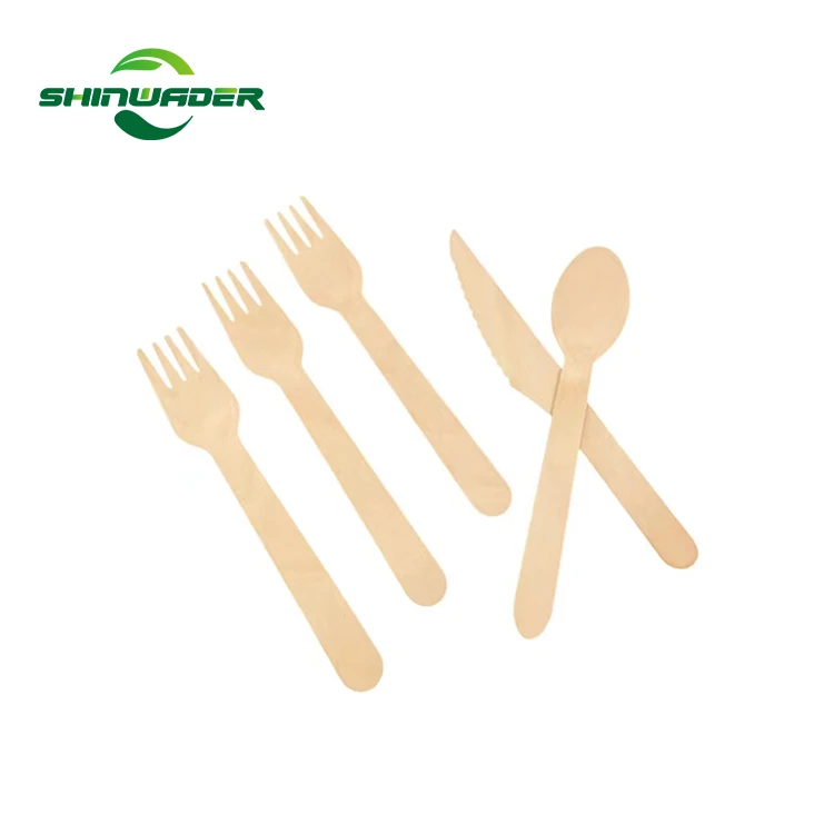 Food Grade Disposable Wood Cutlery Biodegradable Disposable Knife Fork Spoon