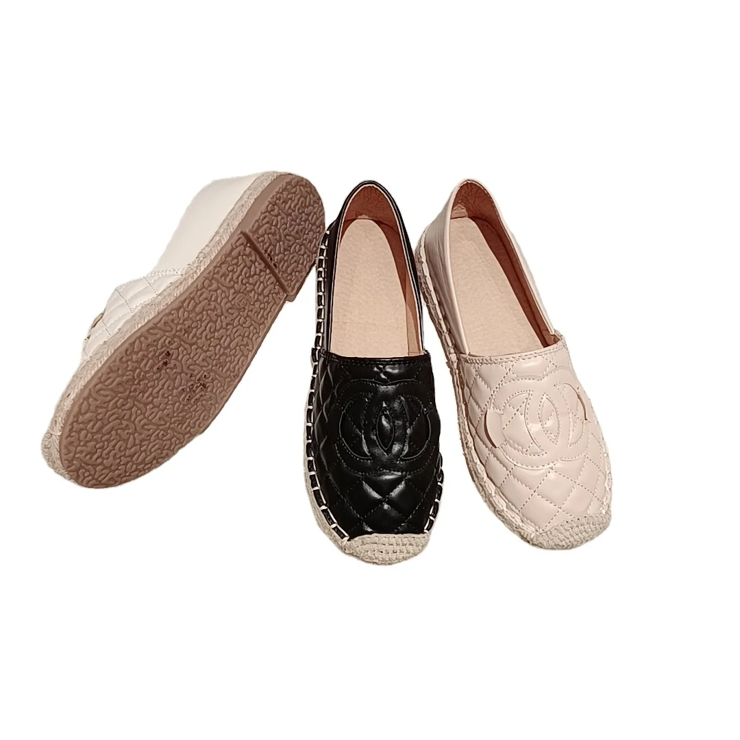 2021 autumn new fisherman shoes slip-on straw woven thick-soled loafers flat casual shoes