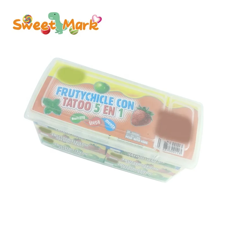 Halal mix fruit flavor bubble gum chewing with kid tattoo sticker